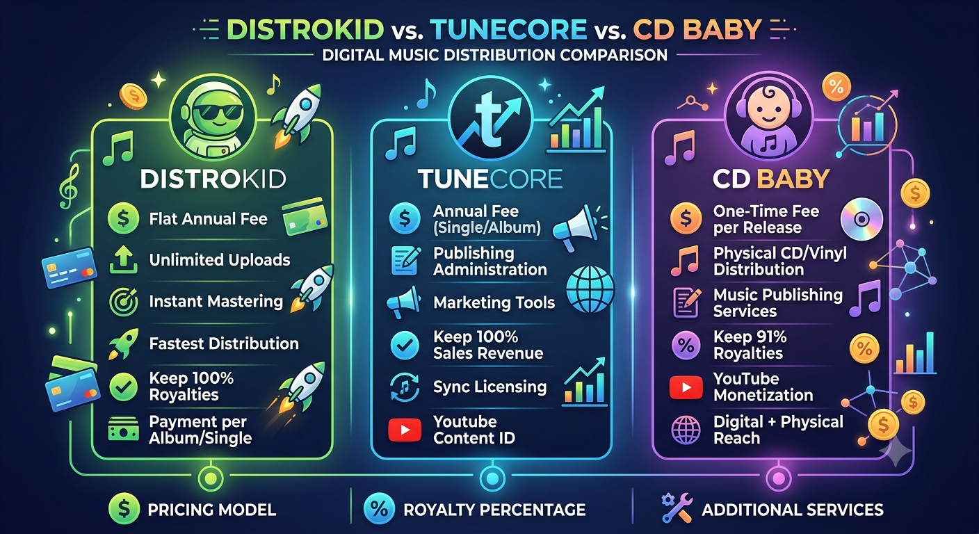 A Comprehensive Comparison between the Top 3 Best Music Distribution Services